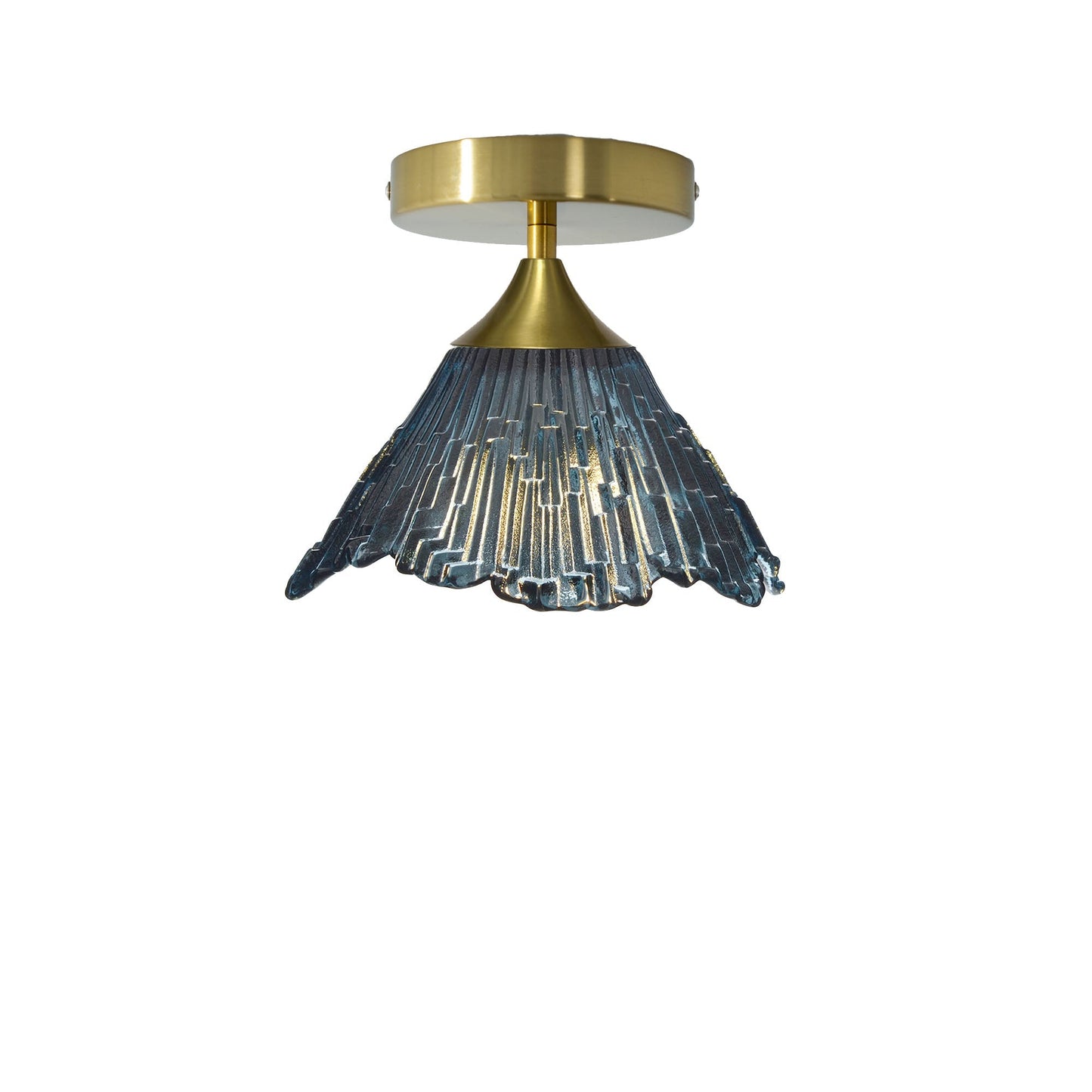 212 Summit: Semi Flush Light-Glass-Bicycle Glass Co - Hotshop-Slate Gray-Polished Brass-Bicycle Glass Co