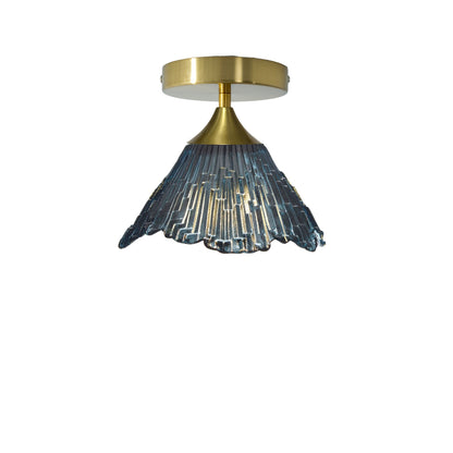 212 Summit: Semi Flush Light-Glass-Bicycle Glass Co - Hotshop-Slate Gray-Polished Brass-Bicycle Glass Co