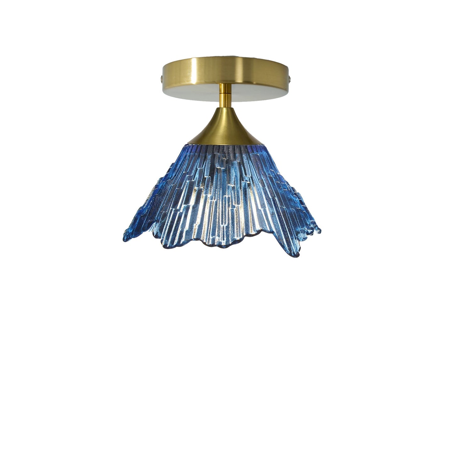 212 Summit: Semi Flush Light-Glass-Bicycle Glass Co - Hotshop-Steel Blue-Polished Brass-Bicycle Glass Co