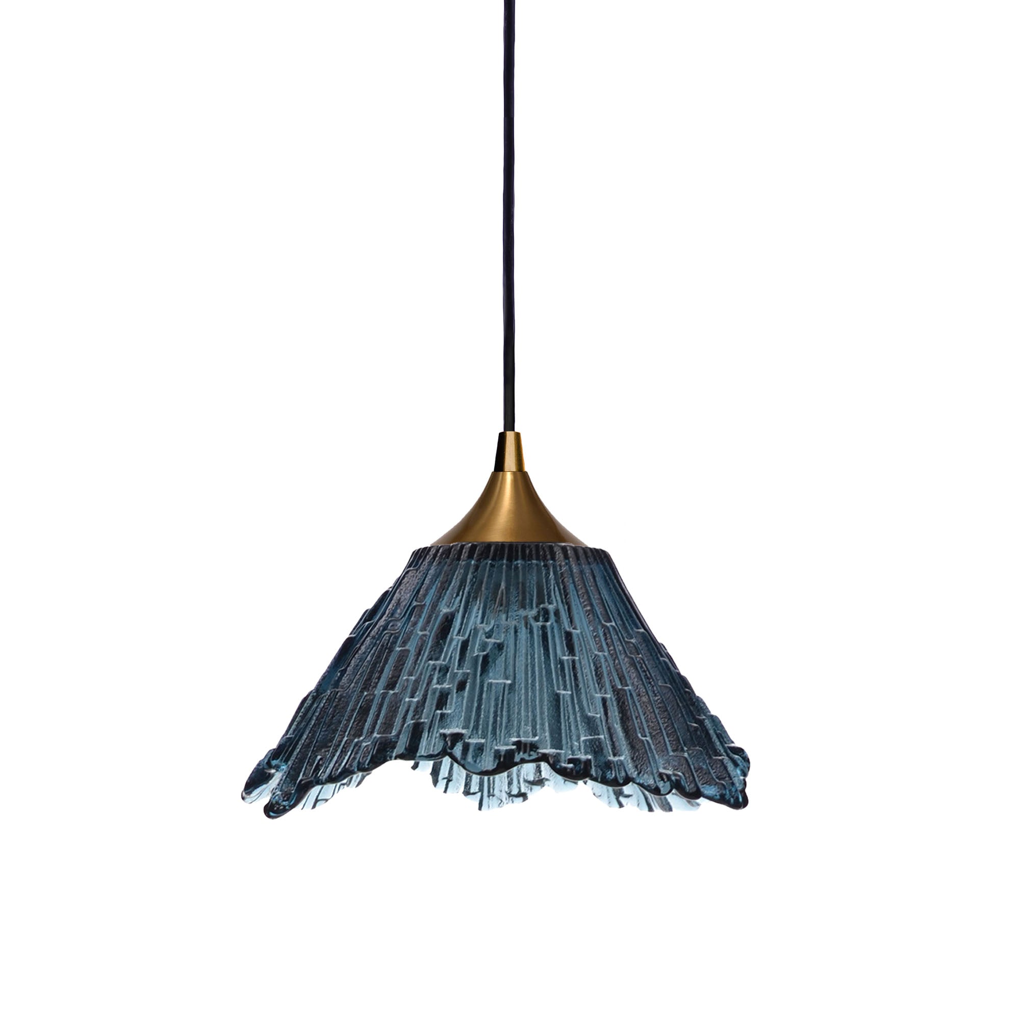212 Summit: Single Pendant Light-Glass-Bicycle Glass Co - Hotshop-Slate Gray-Polished Brass-Bicycle Glass Co