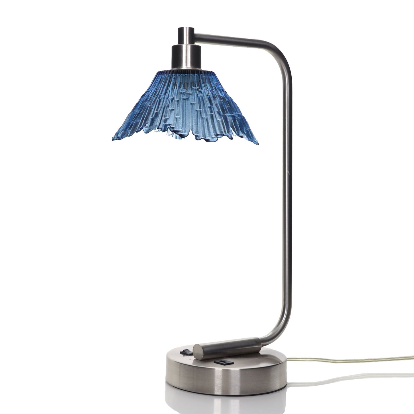 212 Summit: Table Lamp-Glass-Bicycle Glass Co - Hotshop-Steel Blue-Brushed Nickel-Bicycle Glass Co