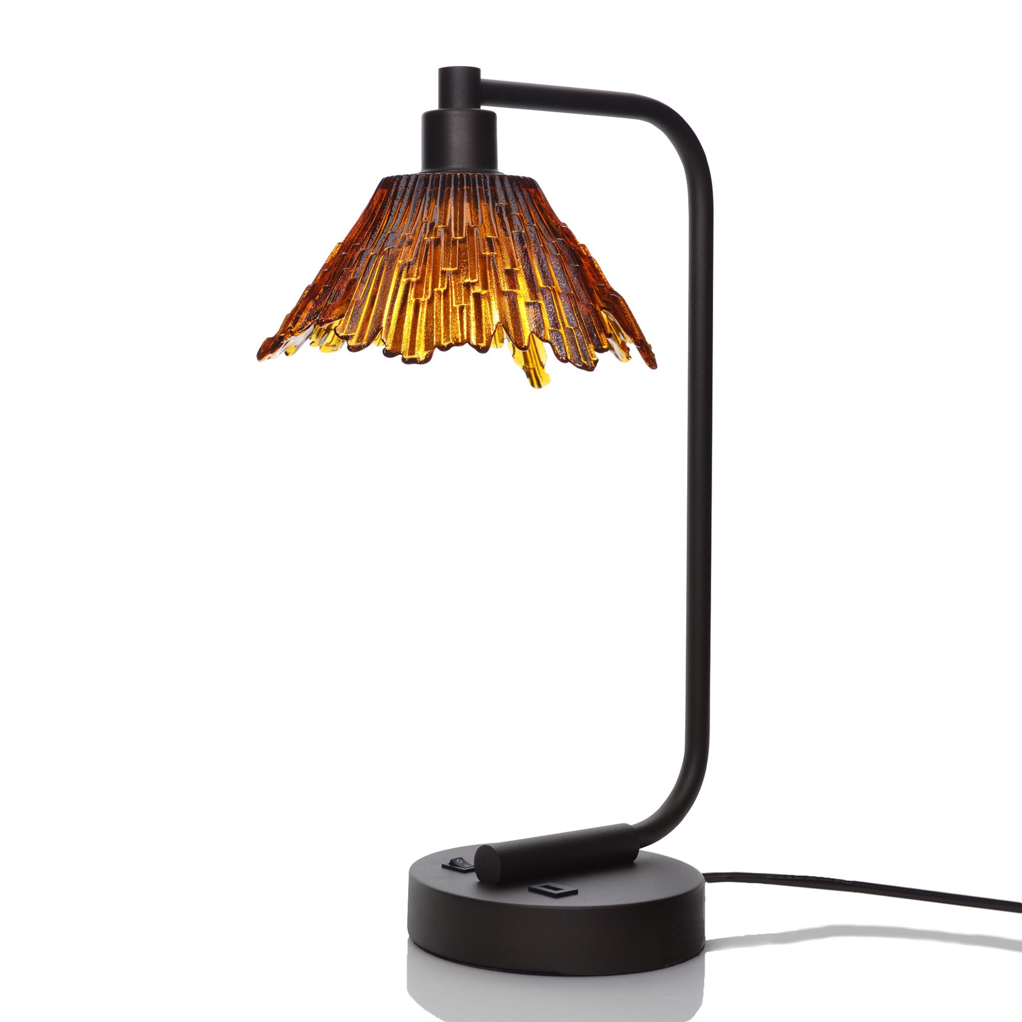 212 Summit: Table Lamp-Glass-Bicycle Glass Co - Hotshop-Golden Amber-Matte Black-Bicycle Glass Co