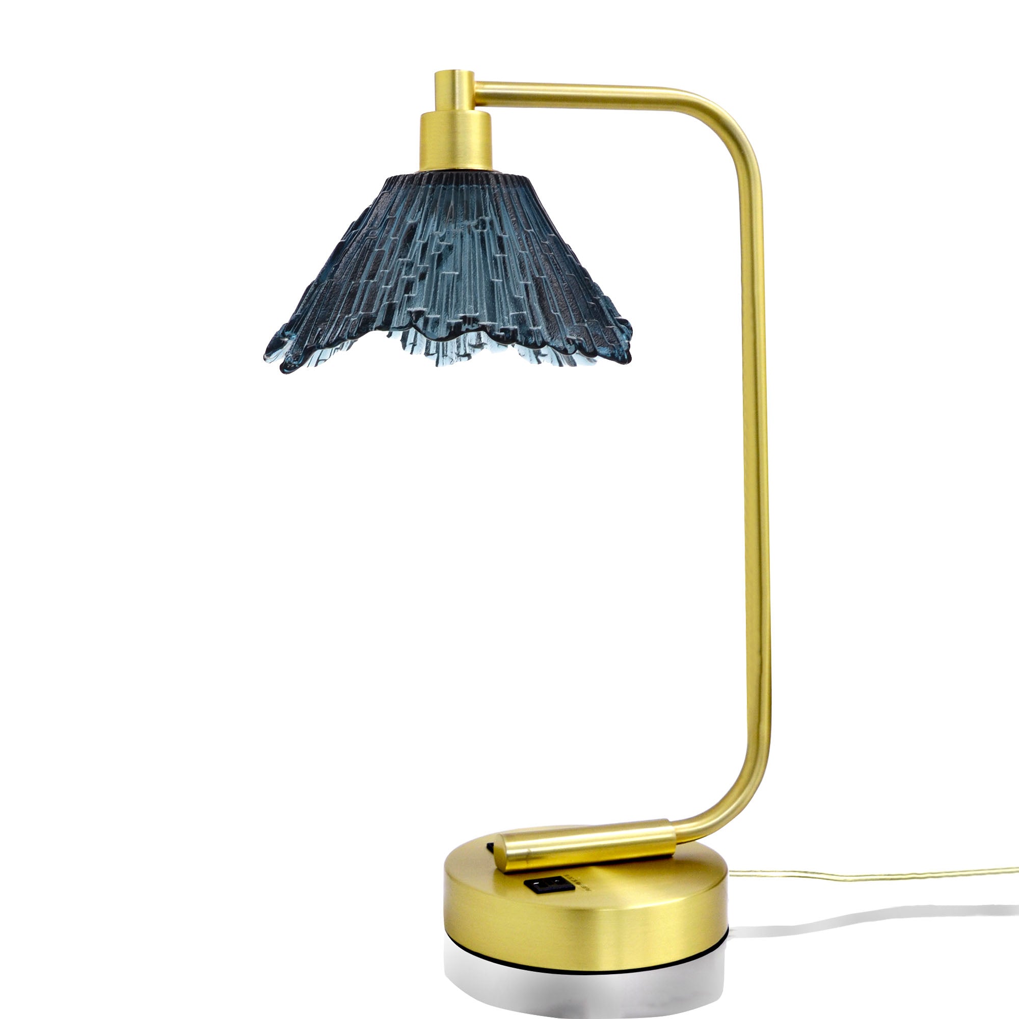 212 Summit: Table Lamp-Glass-Bicycle Glass Co - Hotshop-Slate Gray-Satin Brass-Bicycle Glass Co