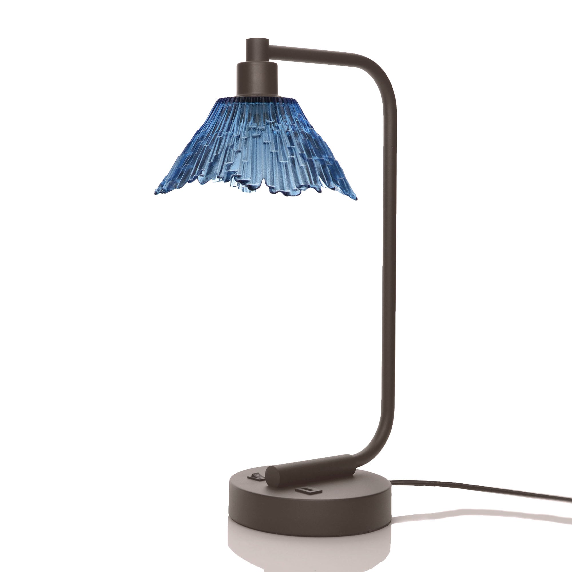 212 Summit: Table Lamp-Glass-Bicycle Glass Co - Hotshop-Steel Blue-Dark Bronze-Bicycle Glass Co