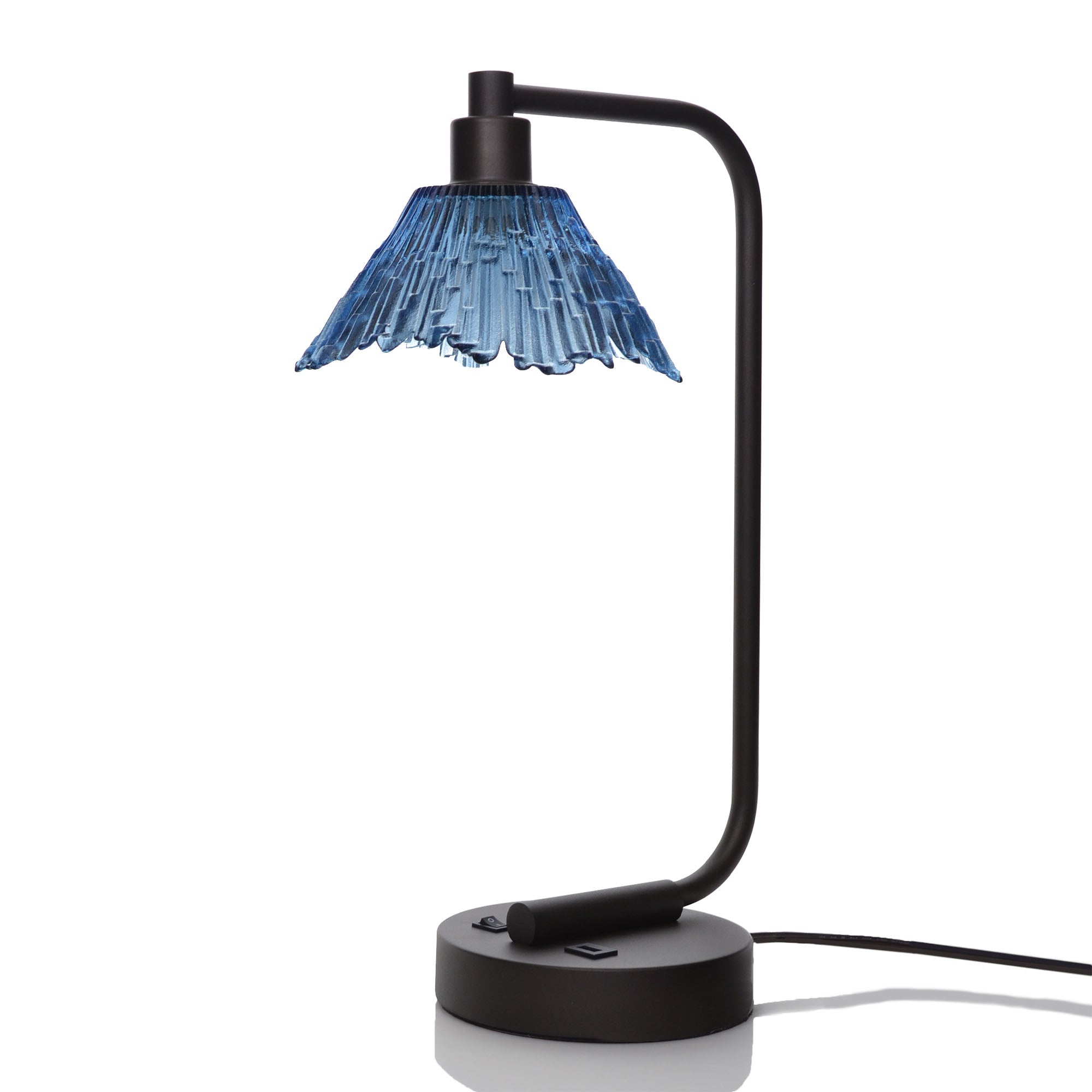 212 Summit: Table Lamp-Glass-Bicycle Glass Co - Hotshop-Steel Blue-Matte Black-Bicycle Glass Co
