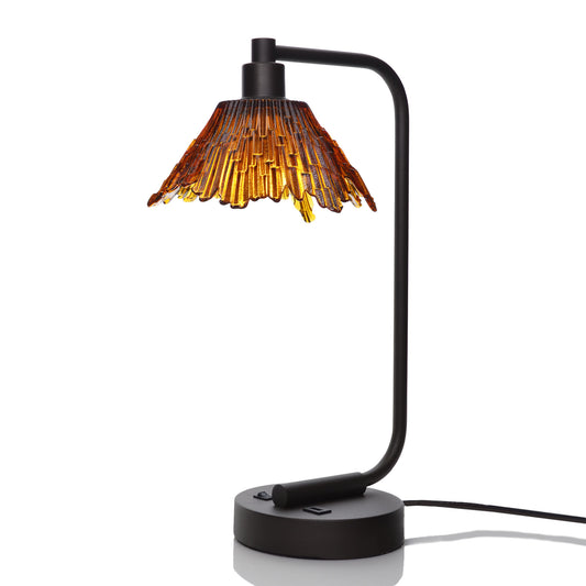 212 Table Lamp-Glass-Bicycle Glass Co - Hotshop-Golden Amber-Matte Black-Bicycle Glass Co