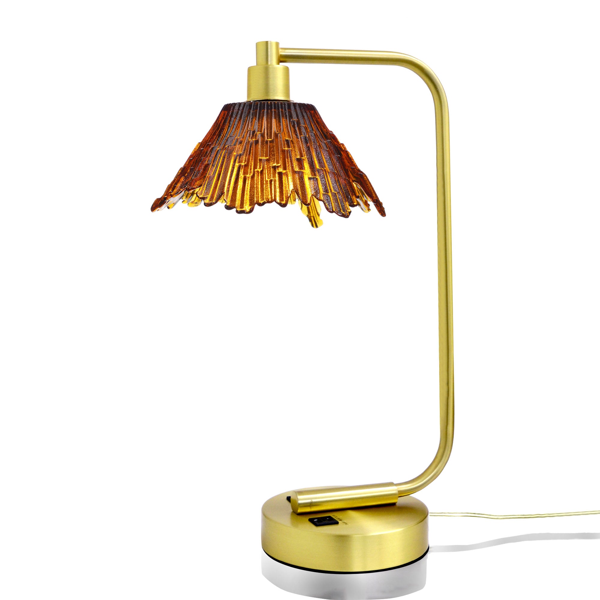 212 Table Lamp-Glass-Bicycle Glass Co - Hotshop-Golden Amber-Satin Brass-Bicycle Glass Co