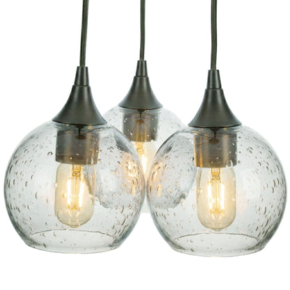 3 Cluster Chandelier: 763 Lunar-Glass-Bicycle Glass Co - Hotshop-Eco Clear-Antique Bronze-Bicycle Glass Co