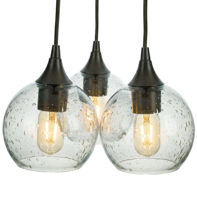 3 Cluster Chandelier: 763 Lunar-Glass-Bicycle Glass Co - Hotshop-Eco Clear-Matte Black-Bicycle Glass Co