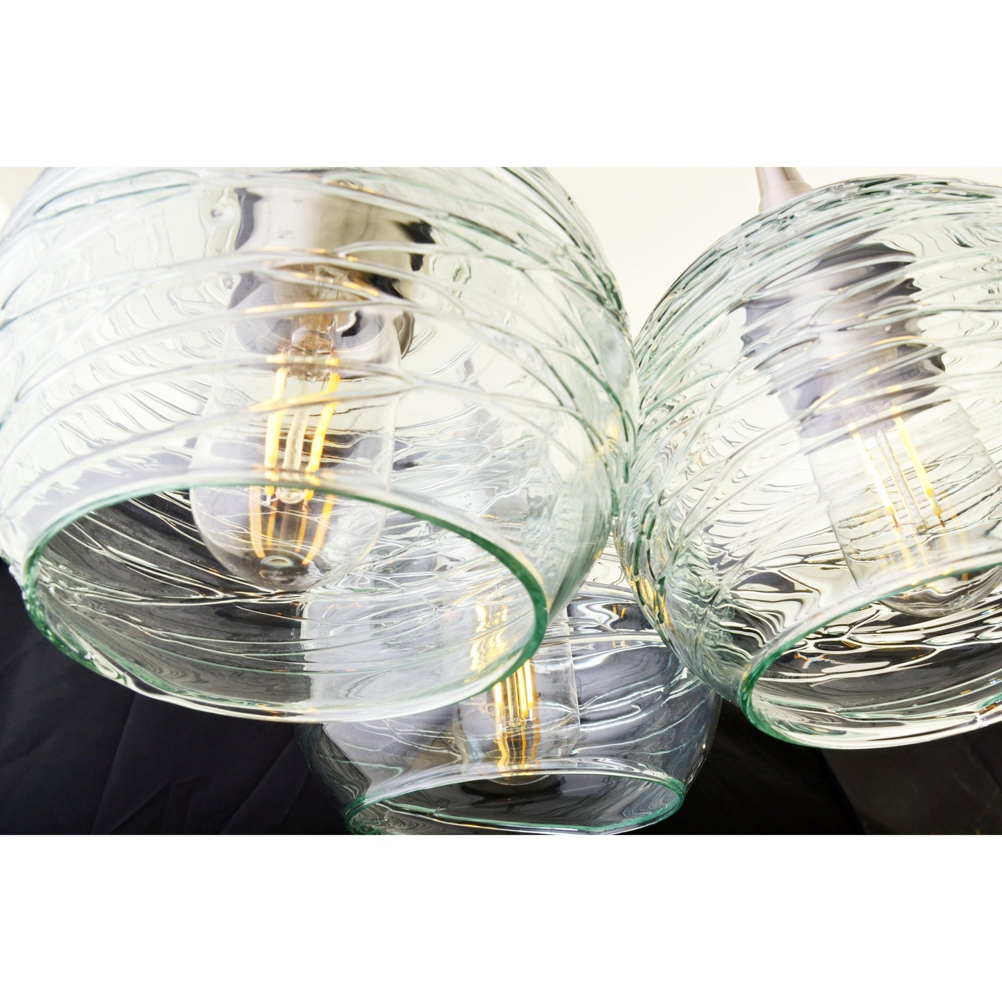 3 Cluster Chandelier: 763 Spun-Glass-Bicycle Glass Co - Hotshop-Eco Clear-Matte Black-Bicycle Glass Co