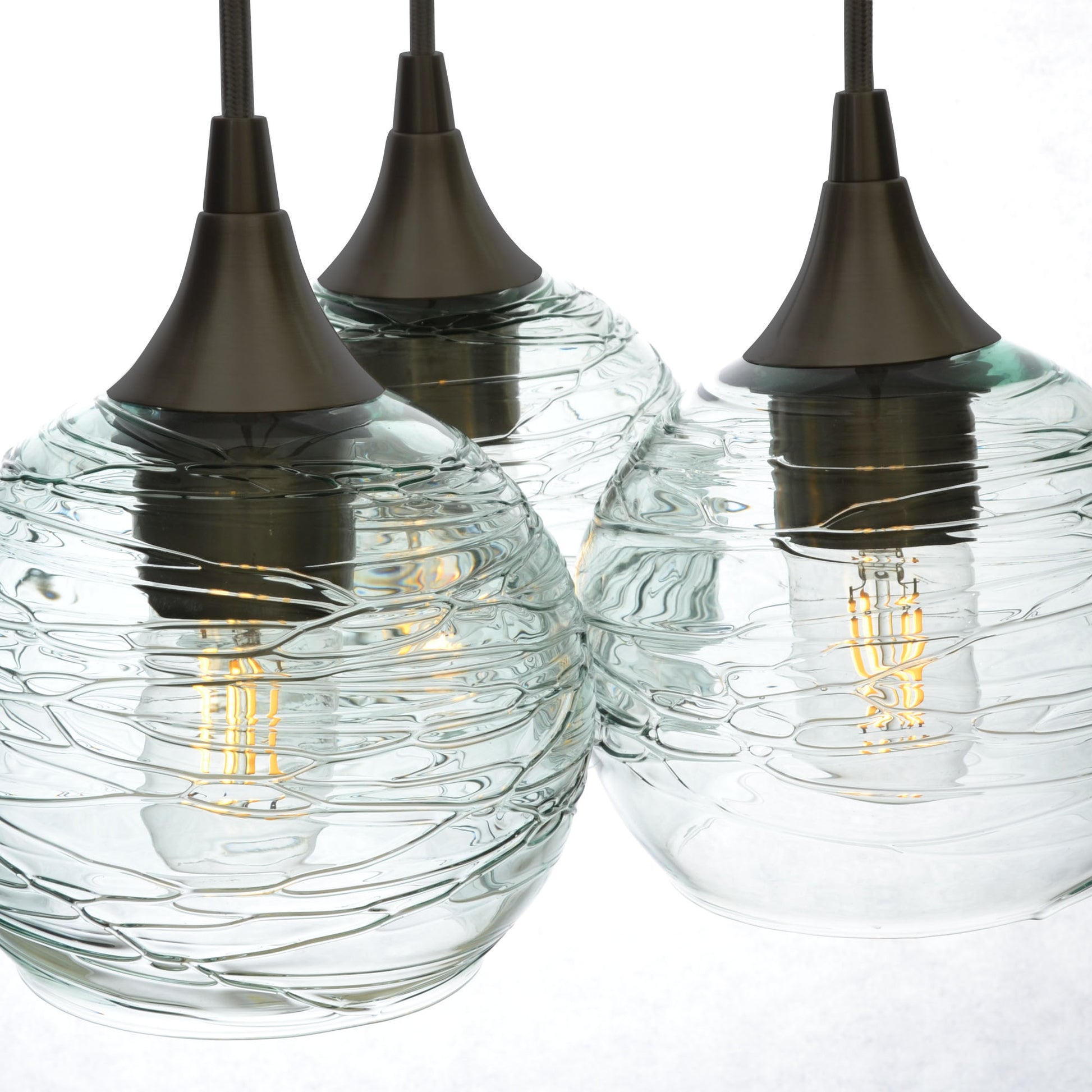 3 Cluster Chandelier: 763 Spun-Glass-Bicycle Glass Co - Hotshop-Eco Clear-Matte Black-Bicycle Glass Co