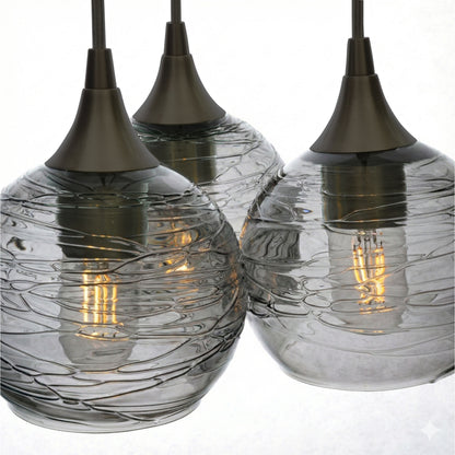 3 Cluster Chandelier: 763 Spun-Glass-Bicycle Glass Co - Hotshop-Slate Gray-Matte Black-Bicycle Glass Co