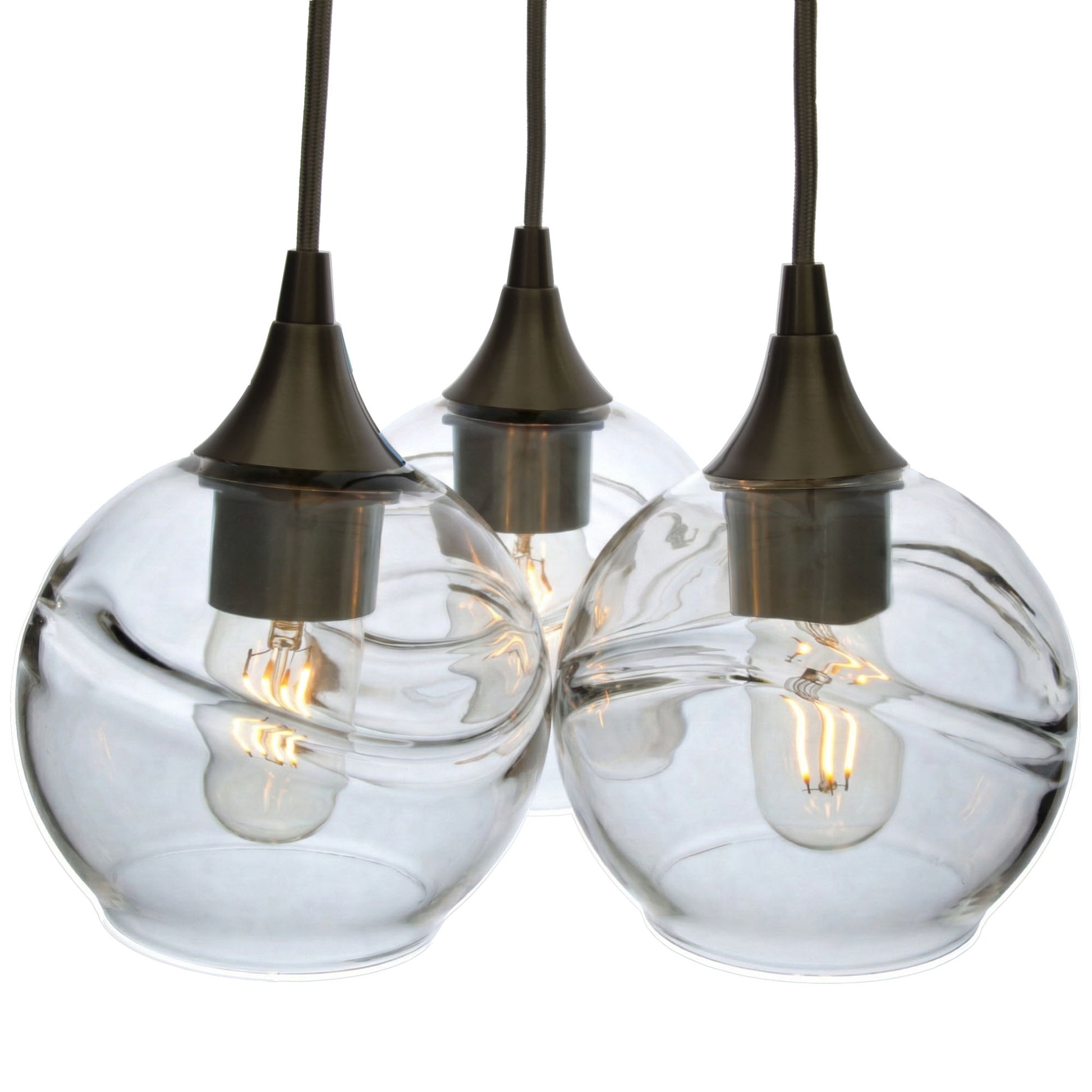 3 Cluster Chandelier: 763 Swell-Glass-Bicycle Glass Co - Hotshop-Eco Clear-Matte Black-Bicycle Glass Co