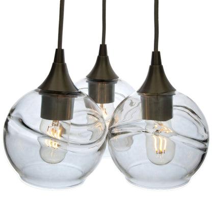 3 Cluster Chandelier: 763 Swell-Glass-Bicycle Glass Co - Hotshop-Eco Clear-Matte Black-Bicycle Glass Co