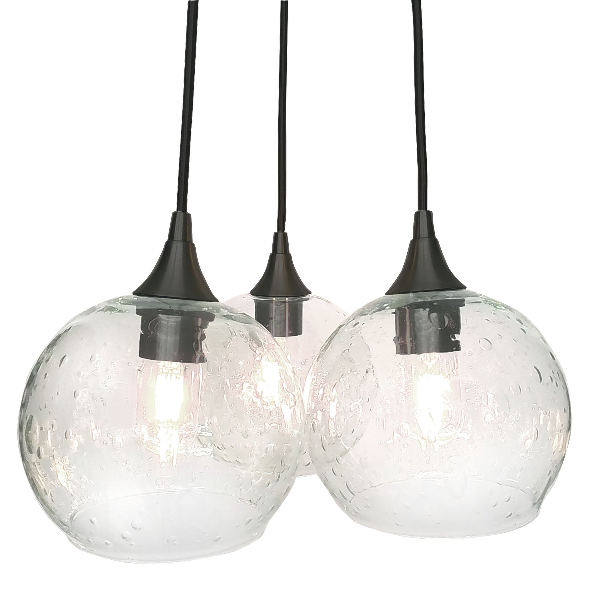 3 Cluster Chandelier: 767 Lunar-Glass-Bicycle Glass Co - Hotshop-Eco Clear-Matte Black-Bicycle Glass Co