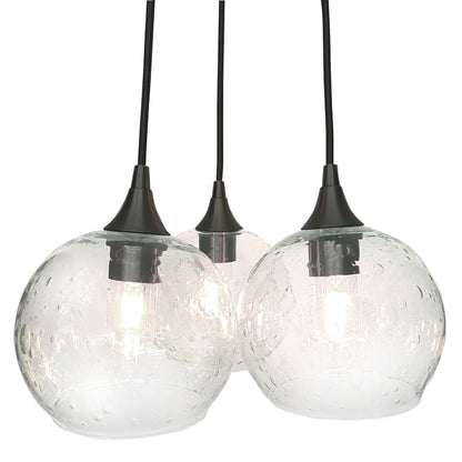 3 Cluster Chandelier: 767 Lunar-Glass-Bicycle Glass Co - Hotshop-Eco Clear-Matte Black-Bicycle Glass Co