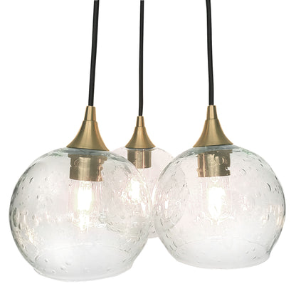 3 Cluster Chandelier: 767 Lunar-Glass-Bicycle Glass Co - Hotshop-Eco Clear-Polished Brass-Bicycle Glass Co