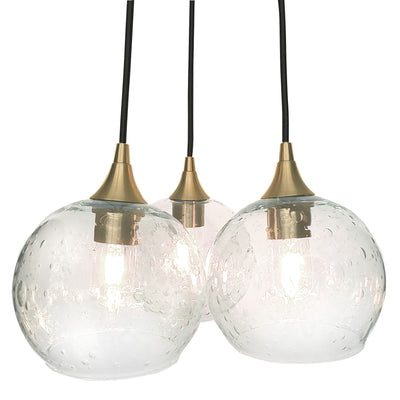 3 Cluster Chandelier: 767 Lunar-Glass-Bicycle Glass Co - Hotshop-Eco Clear-Polished Brass-Bicycle Glass Co
