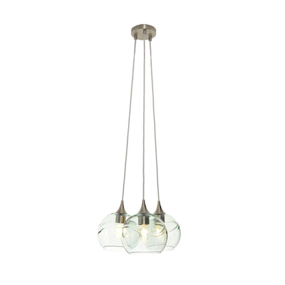 767 Swell: 3 Pendant Cluster Chandelier-Glass-Bicycle Glass Co - Hotshop-Eco Clear-Brushed Nickel-Bicycle Glass Co