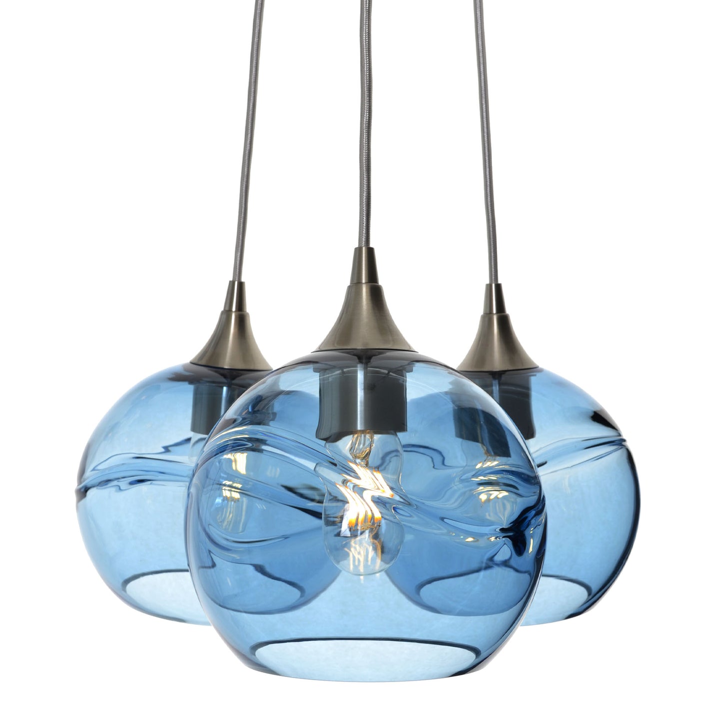 767 Swell: 3 Pendant Cluster Chandelier-Glass-Bicycle Glass Co - Hotshop-Eco Clear-Matte Black-Bicycle Glass Co