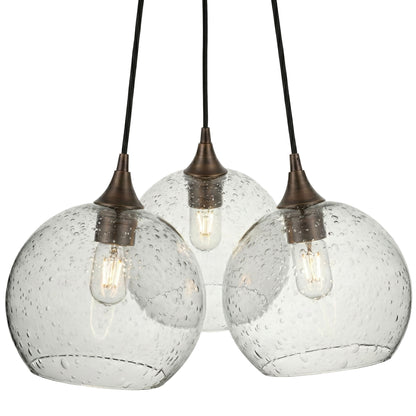 3 Cluster Chandelier: 768 Lunar-Glass-Bicycle Glass Co - Hotshop-Eco Clear-Antique Bronze-Bicycle Glass Co