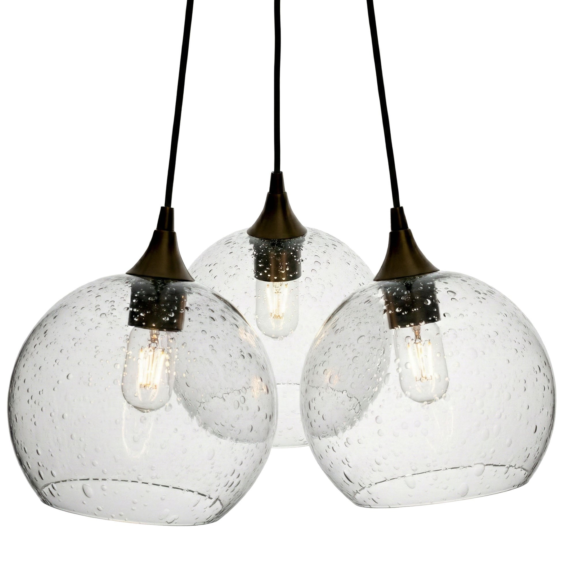 3 Cluster Chandelier: 768 Lunar-Glass-Bicycle Glass Co - Hotshop-Eco Clear-Matte Black-Bicycle Glass Co