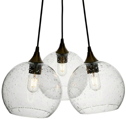 3 Cluster Chandelier: 768 Lunar-Glass-Bicycle Glass Co - Hotshop-Eco Clear-Matte Black-Bicycle Glass Co
