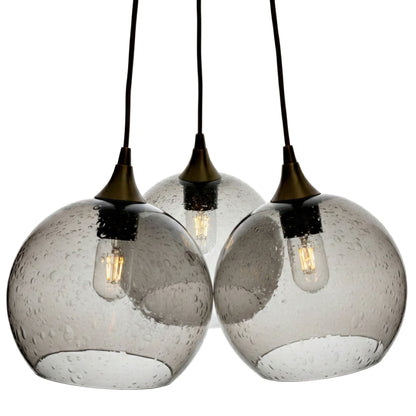 3 Cluster Chandelier: 768 Lunar-Glass-Bicycle Glass Co - Hotshop-Slate Gray-Matte Black-Bicycle Glass Co