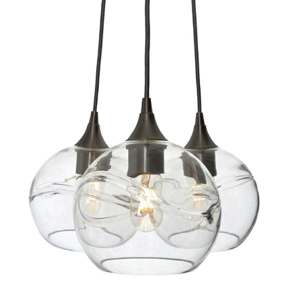 3 Cluster Chandelier: 768 Swell-Glass-Bicycle Glass Co - Hotshop-Eco Clear-Matte Black-Bicycle Glass Co