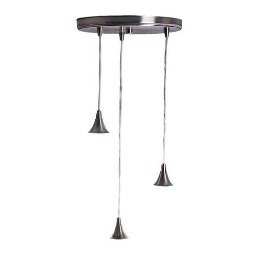3 Pendant Cascade Chandelier Hardware-Hardware-Bicycle Glass Co-Brushed Nickel-Standard-10 ft-Bicycle Glass Co