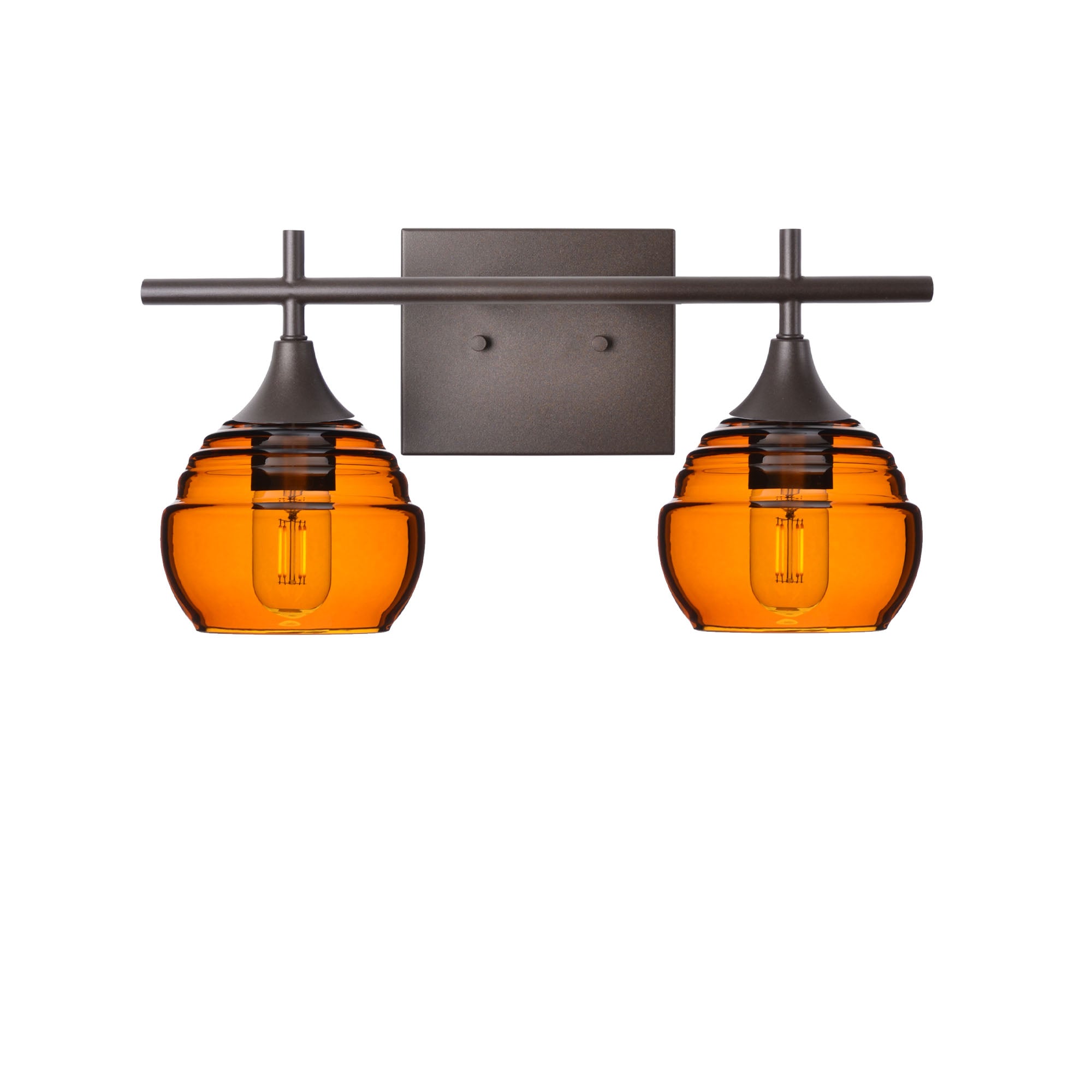 301 2-Light Wall Vanity-Glass-Bicycle Glass Co - Hotshop-Antique Bronze-Lucent-Golden Amber-Bicycle Glass Co