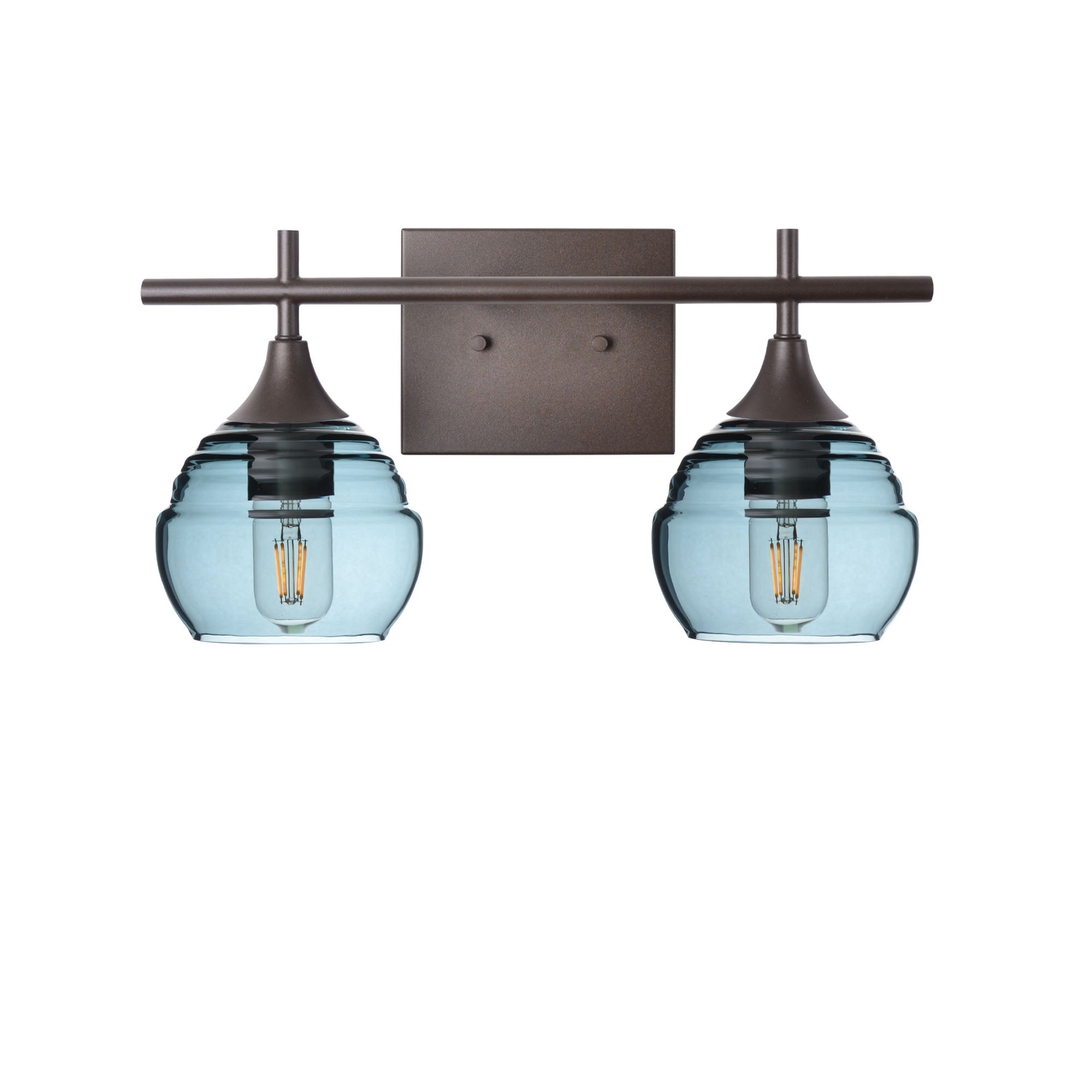 301 2-Light Wall Vanity-Glass-Bicycle Glass Co - Hotshop-Antique Bronze-Lucent-Slate Gray-Bicycle Glass Co