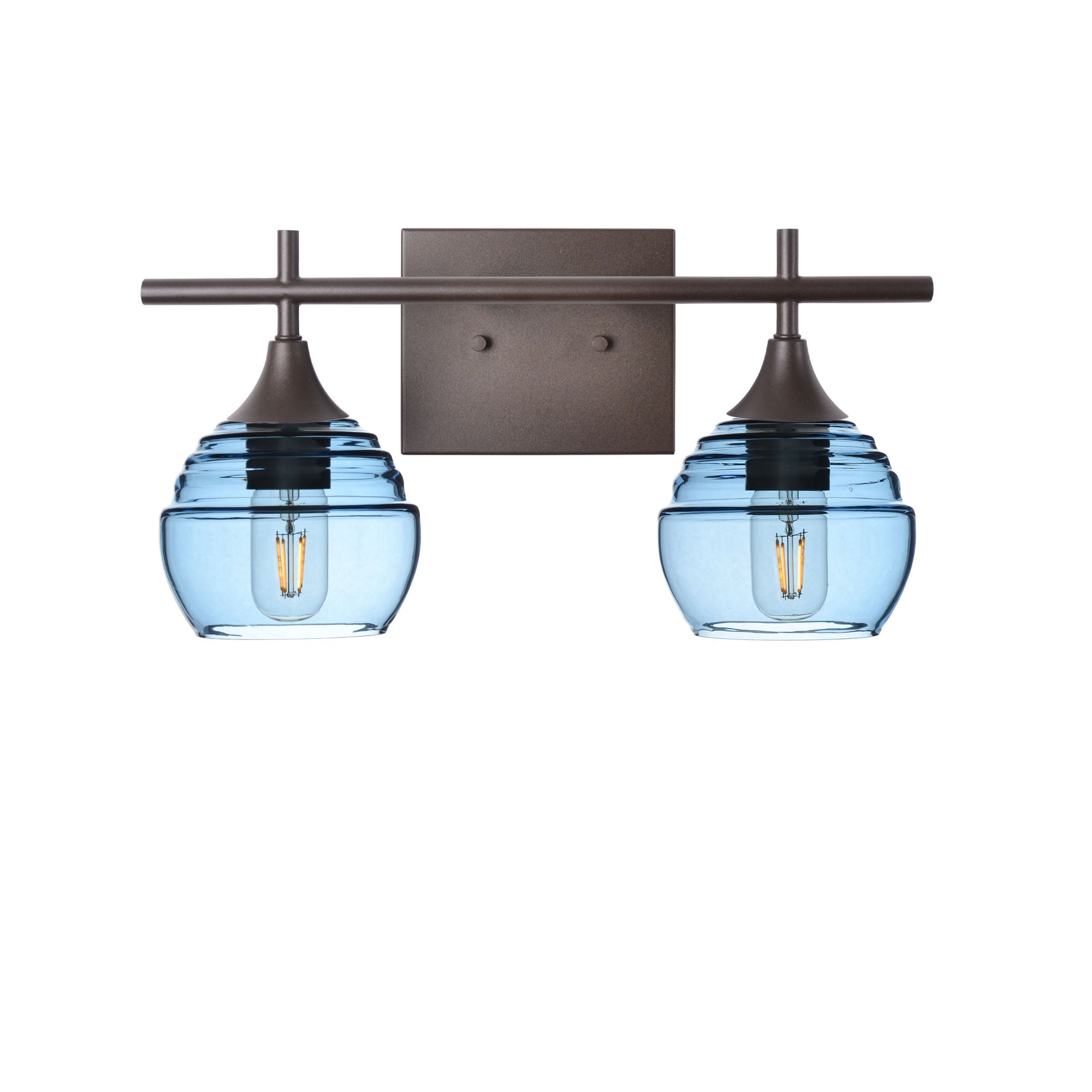 301 2-Light Wall Vanity-Glass-Bicycle Glass Co - Hotshop-Antique Bronze-Lucent-Steel Blue-Bicycle Glass Co
