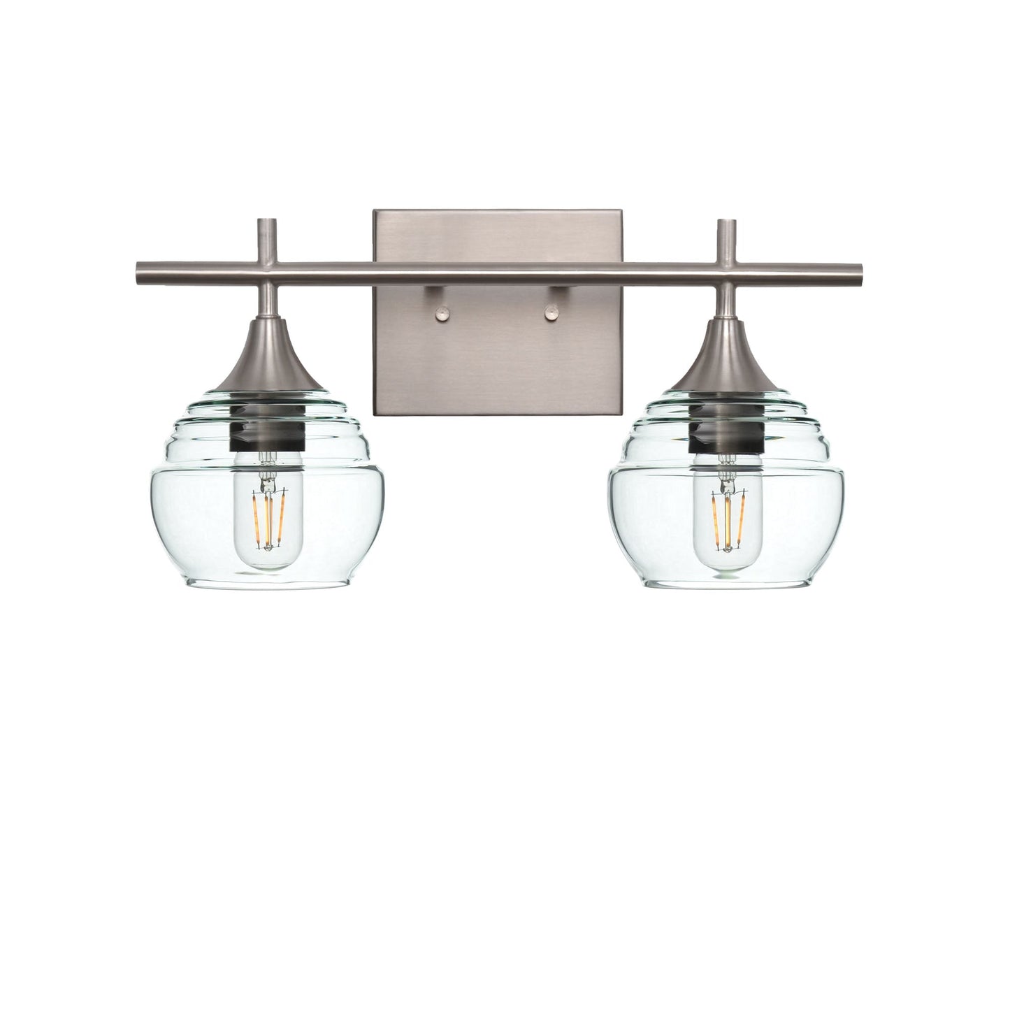 301 2-Light Wall Vanity-Glass-Bicycle Glass Co - Hotshop-Brushed Nickel-Lucent-Eco Clear-Bicycle Glass Co
