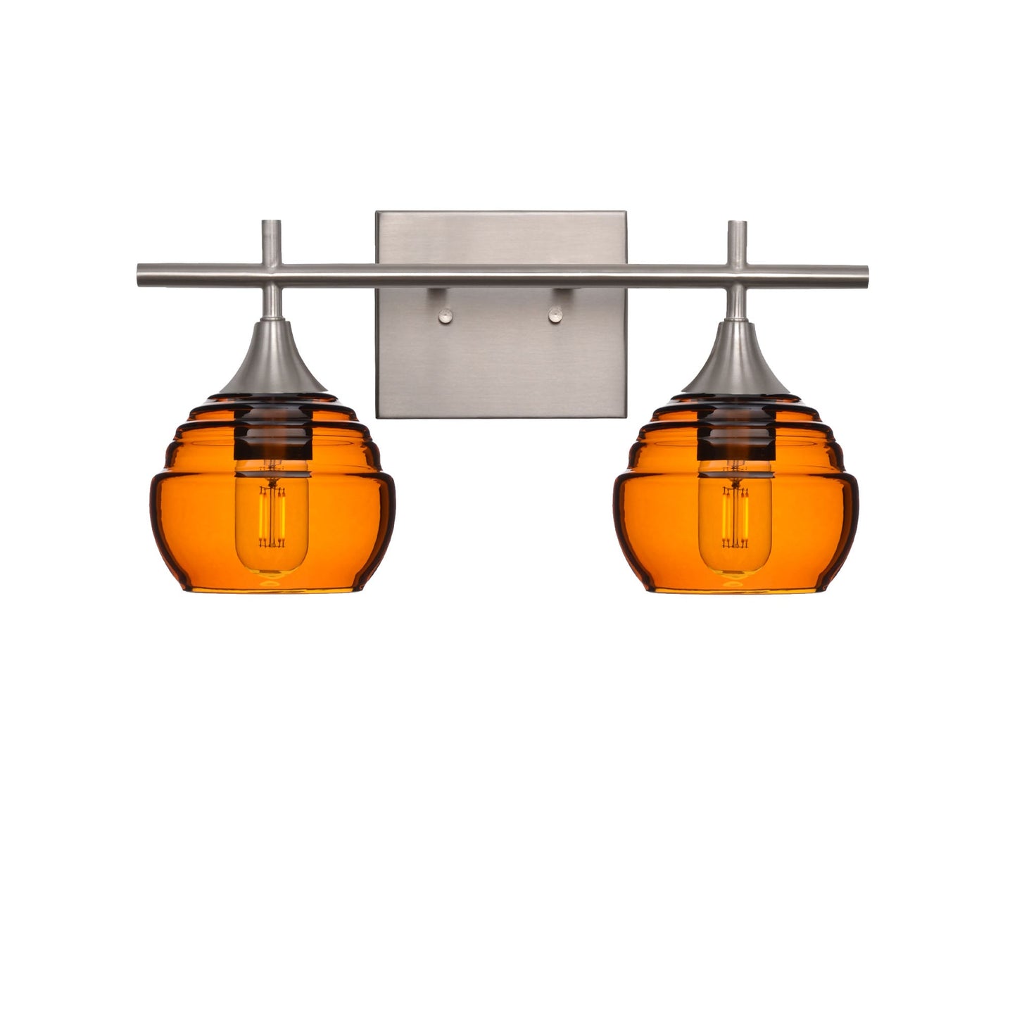 301 2-Light Wall Vanity-Glass-Bicycle Glass Co - Hotshop-Brushed Nickel-Lucent-Golden Amber-Bicycle Glass Co