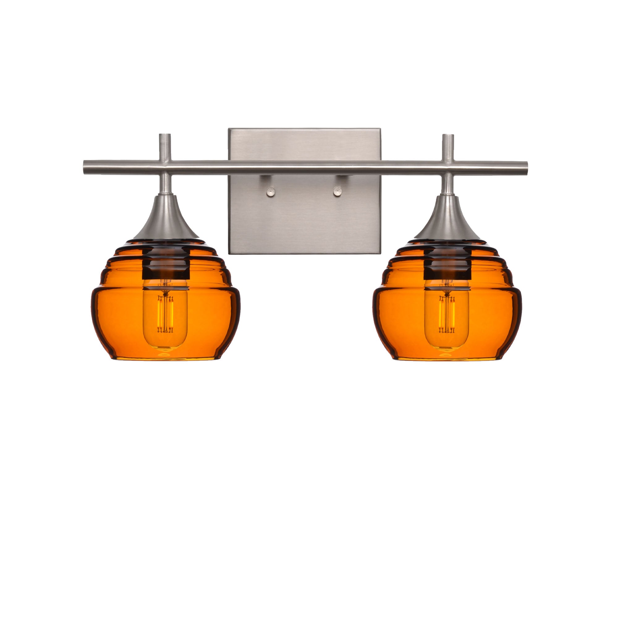 301 2-Light Wall Vanity-Glass-Bicycle Glass Co - Hotshop-Brushed Nickel-Lucent-Golden Amber-Bicycle Glass Co