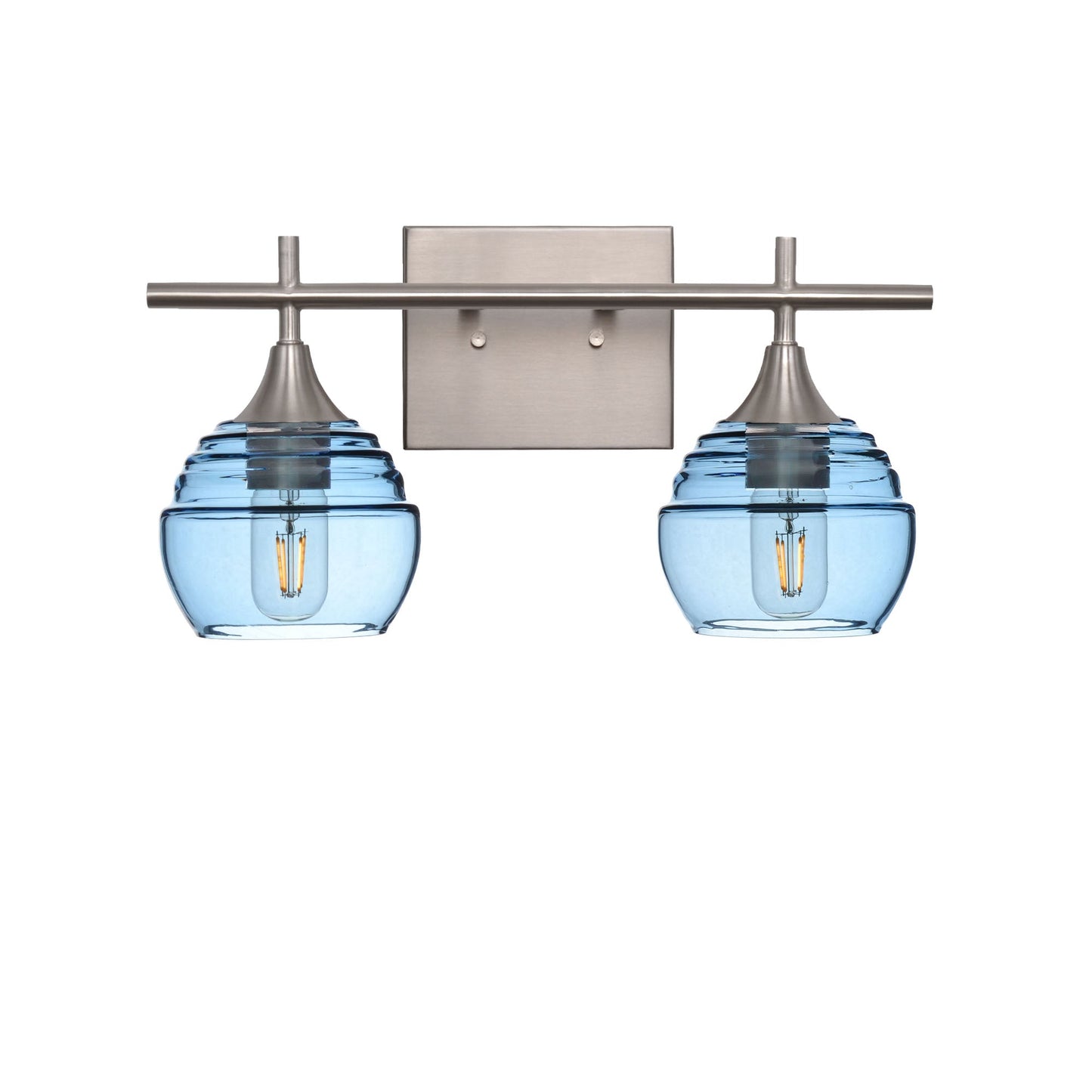 301 2-Light Wall Vanity-Glass-Bicycle Glass Co - Hotshop-Brushed Nickel-Lucent-Steel Blue-Bicycle Glass Co