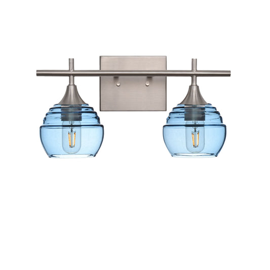 301 2-Light Wall Vanity-Glass-Bicycle Glass Co - Hotshop-Brushed Nickel-Lucent-Steel Blue-Bicycle Glass Co