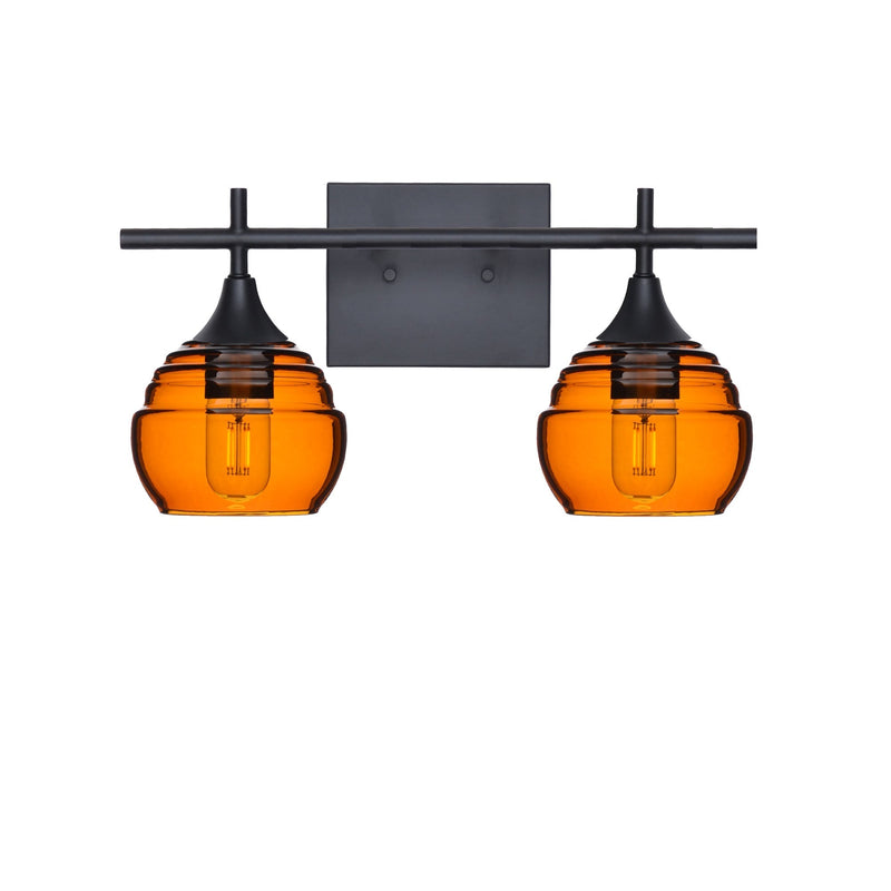 301 2-Light Wall Vanity – Matte Black / Golden Amber