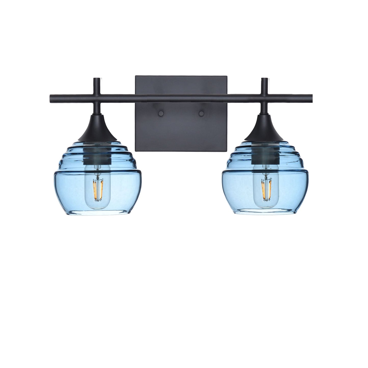 301 2-Light Wall Vanity-Glass-Bicycle Glass Co - Hotshop-Matte Black-Lucent-Steel Blue-Bicycle Glass Co