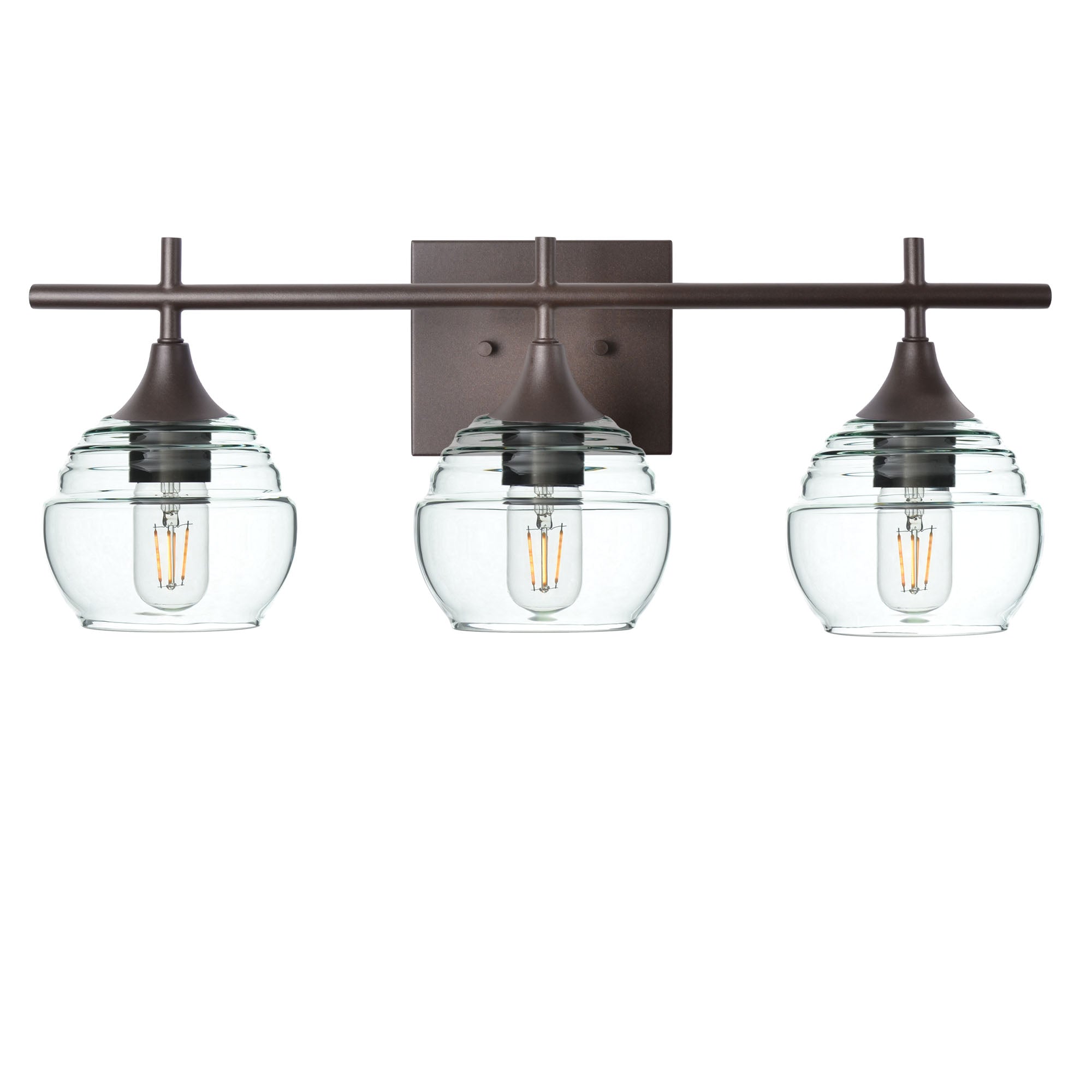 301 3-Light Vanity-Glass-Bicycle Glass Co - Hotshop-Antique Bronze-Eco Clear-Bicycle Glass Co