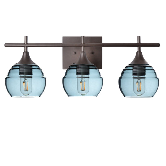 301 3-Light Vanity-Glass-Bicycle Glass Co - Hotshop-Antique Bronze-Slate Gray-Bicycle Glass Co