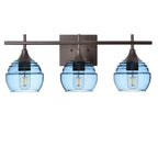 301 3-Light Vanity-Glass-Bicycle Glass Co - Hotshop-Antique Bronze-Steel Blue-Bicycle Glass Co