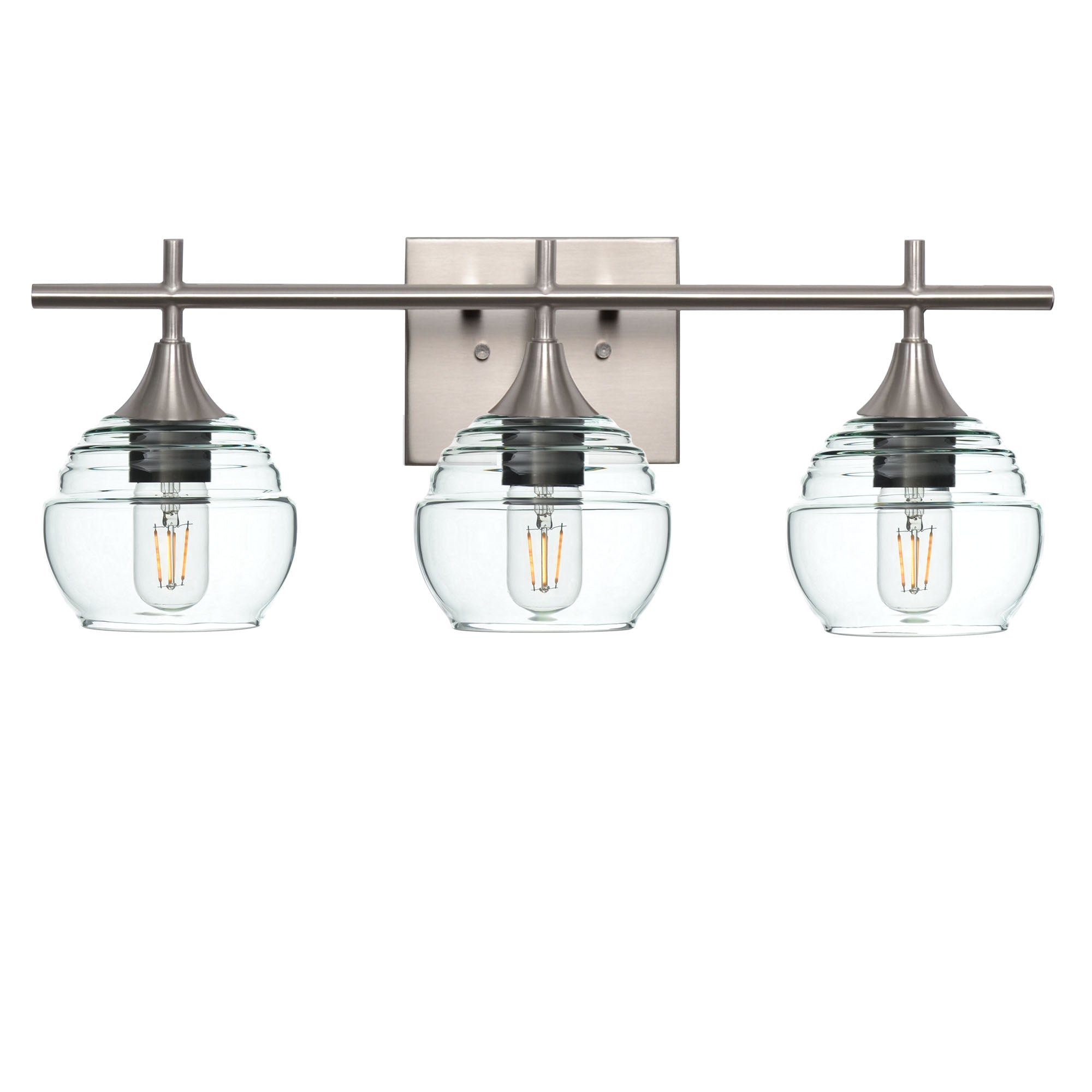 301 3-Light Vanity-Glass-Bicycle Glass Co - Hotshop-Brushed Nickel-Eco Clear-Bicycle Glass Co