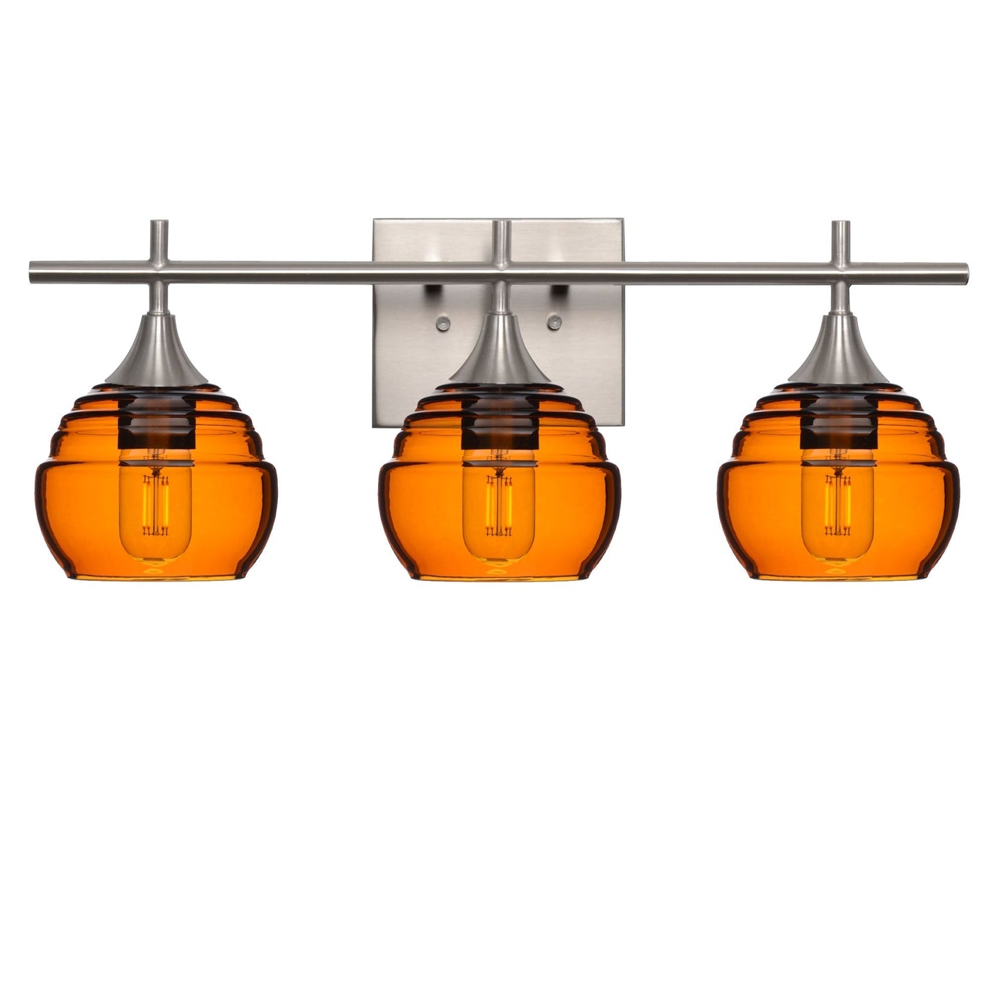 301 3-Light Vanity-Glass-Bicycle Glass Co - Hotshop-Brushed Nickel-Golden Amber-Bicycle Glass Co