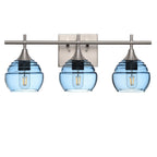 301 3-Light Vanity-Glass-Bicycle Glass Co - Hotshop-Brushed Nickel-Steel Blue-Bicycle Glass Co