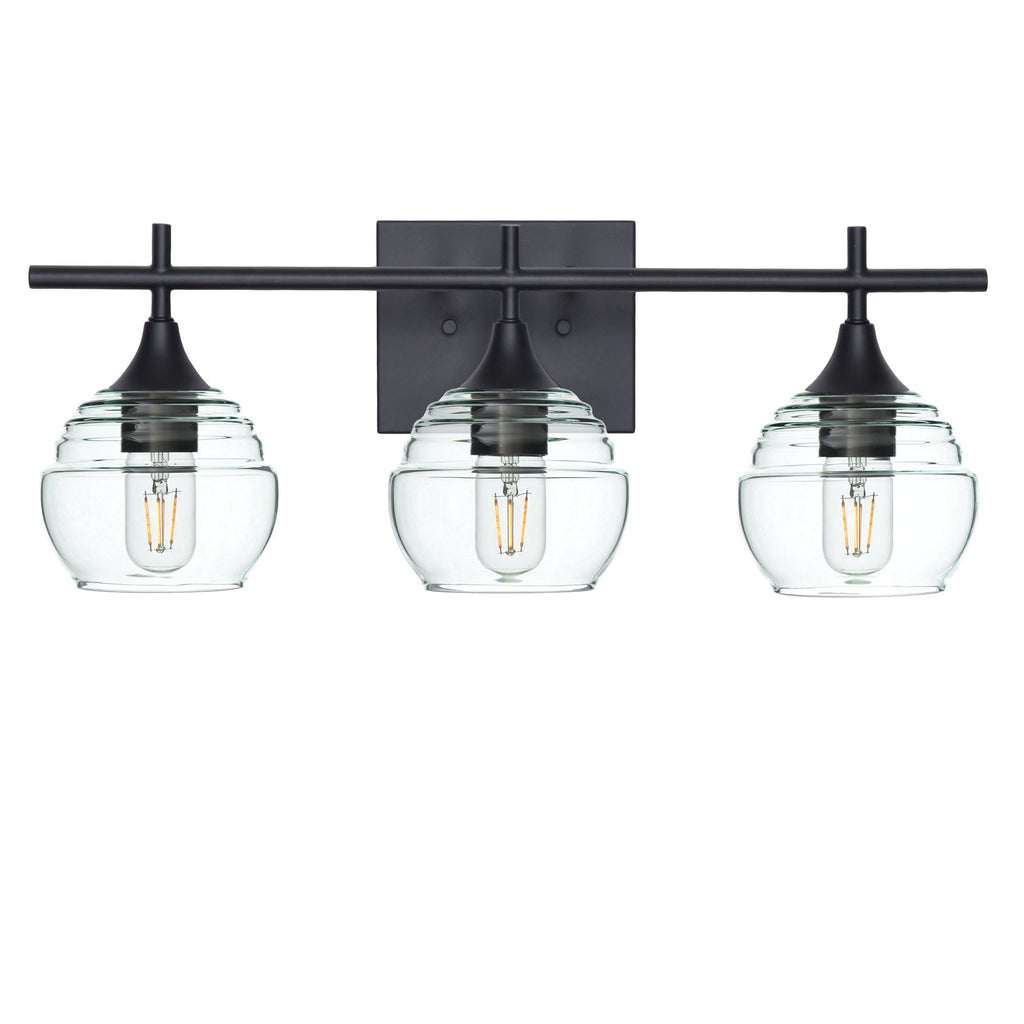 301 3-Light Vanity-Glass-Bicycle Glass Co - Hotshop-Matte Black-Eco Clear-Bicycle Glass Co
