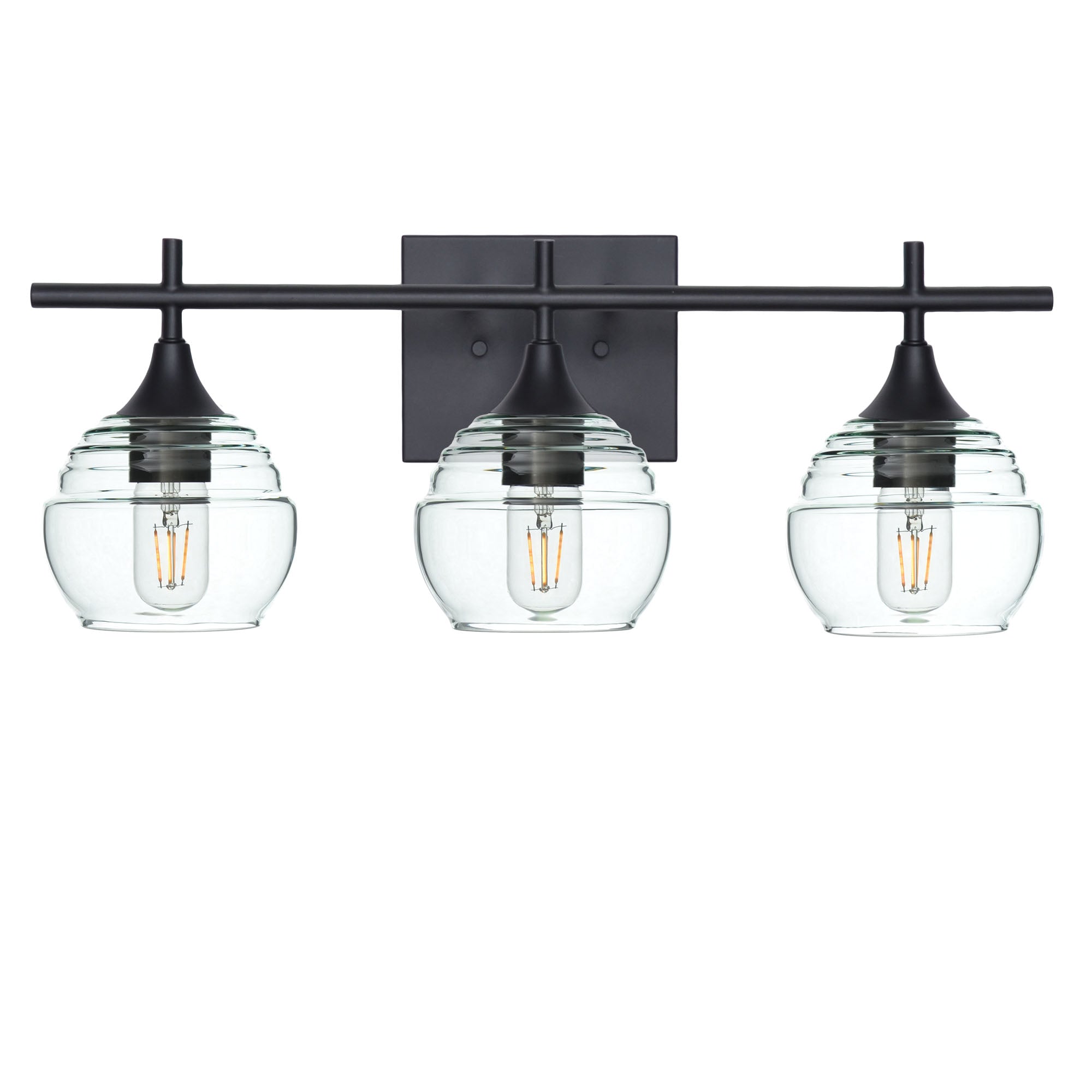301 3-Light Vanity-Glass-Bicycle Glass Co - Hotshop-Matte Black-Eco Clear-Bicycle Glass Co