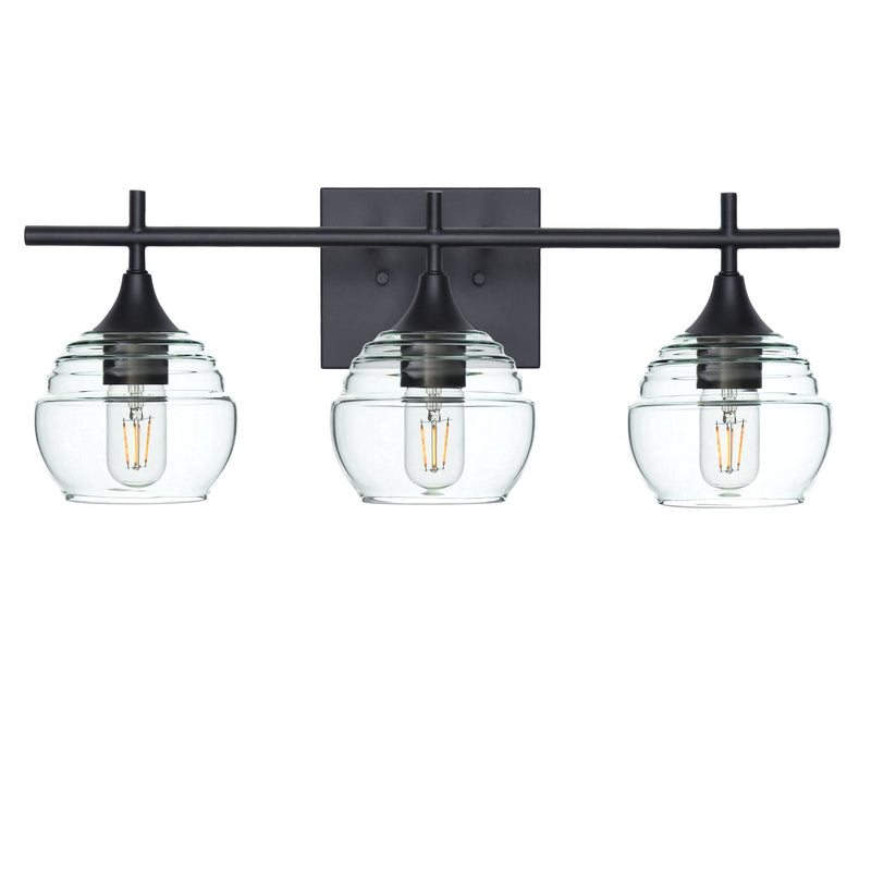 301 3-Light Vanity — Matte Black / Eco Clear