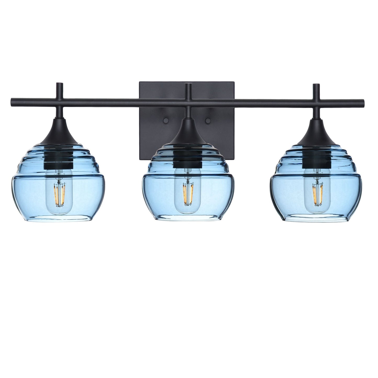 301 3-Light Vanity-Glass-Bicycle Glass Co - Hotshop-Matte Black-Steel Blue-Bicycle Glass Co